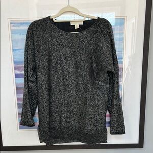 Michael Kors cotton blend black metallic long sleeve sweater size S